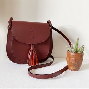 Made in Italy 100% Leather Saddle Crossbody Purse